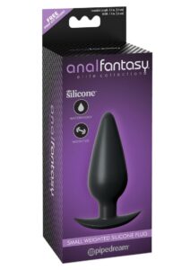 Anal Fantasy Elite Collection Small Weighted Silicone Plug Waterproof 4.1in 4.4oz -Black