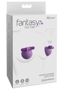 Fantasy For Her Silicone Vibrating Breast Suck-Hers Waterproof - Purple
