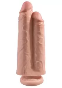 King Cock Two Cocks One Hole Dildo 9in - Vanilla