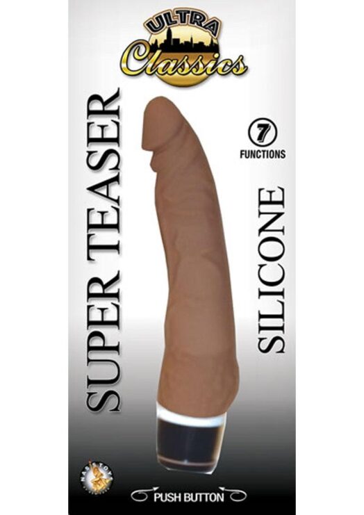 Ultra Classics Super Teaser Silicone Vibrating Dildo - Chocolate