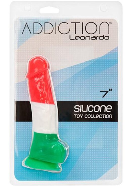 Addiction Toy Collection Leonardo Silicone Dildo with Balls 7in - Multicolor