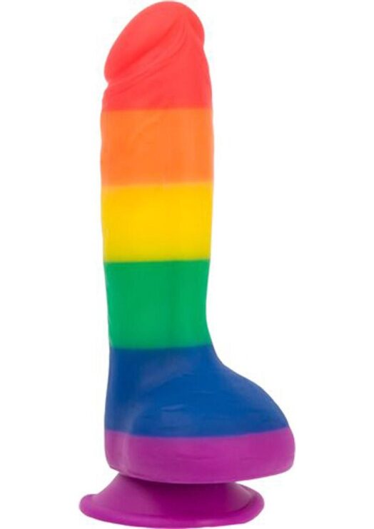 Addiction Toy Collection Justin Silicone Dildo with Balls 8in - Multicolor