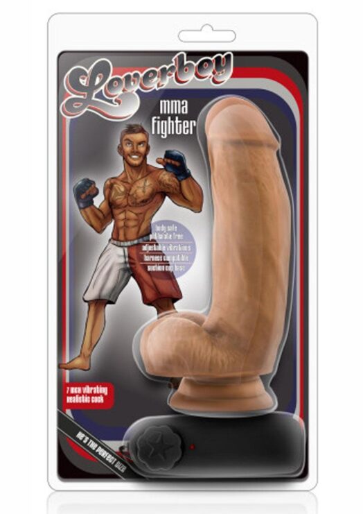 Loverboy MMA Fighter Vibrating Cock with Balls 7in - Caramel