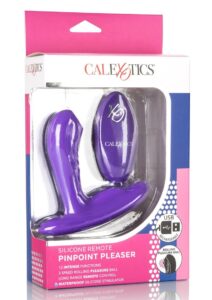 Pinpoint Pleaser Silicone Rechargeable P-Spot Vibrator with Remote Control - Purple