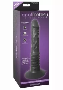 Anal Fantasy Elite Silicone Vibrating Ass Fucker USB Rechargeable Thrusting Dildo - Black