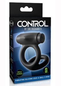 Sir Richard`s Control Rechargeable Vibrating Silicone Cock and Ball Cock Ring - Black
