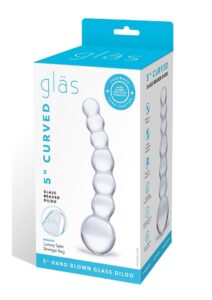 Glas Curved Beaded Glass Dildo 5in - Clear