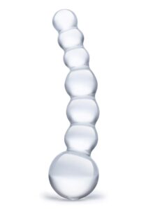 Glas Curved Beaded Glass Dildo 5in - Clear