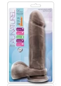 Au Naturel Dildo with Suction Cup 9in - Chocolate