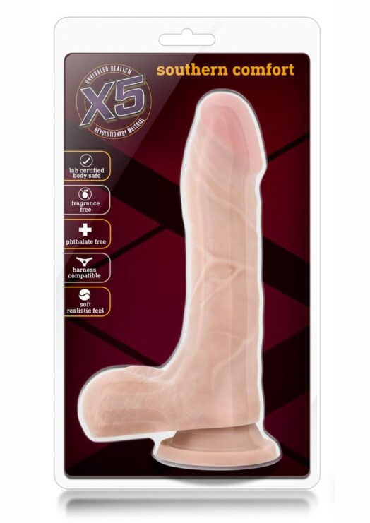 X5 Southern Comfort Dildo with Balls 8.5in - Vanilla