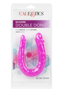 Silicone Double Dong AC/DC Dong Dual Penetration Non Vibrating Silicone Double Dong - Pink