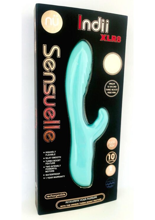 Nu Sensuelle Indii XLR8 Rechargeable Silicone G-Spot Rabbit Vibrator - Electric Blue