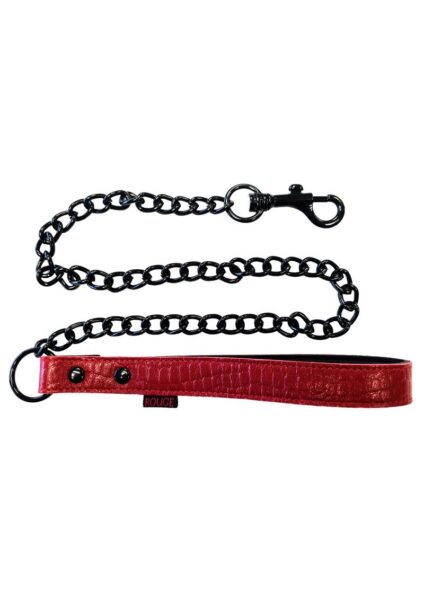 Rouge Anaconda Lead with Metal Chain - Burgundy/Black