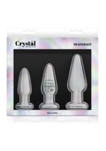 Crystal Premium Glass Trainer Kit Butt Plug Set - Clear