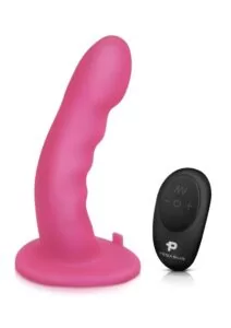 Pegasus Curved Ripple Peg Rechargeable Dildo with Remote Control 6in - Pink