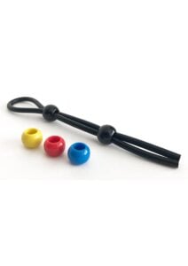 Boneyard Double Slide Cock Leash 3X Stretch Silicone - Black and Multicolor