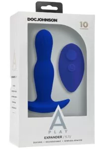 A-Play Expander Rechargeable Silicone Anal Plug with Remote Control - Blue