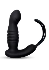 Envy Toys Remote Controlled Thruster Rechargeable Silicone P-Spot Vibrator and Dual Stamina Ring - Black