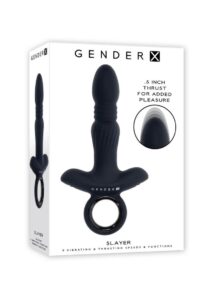 Gender X Slayer Rechargeable Silicone Thrusting Anal Vibrator - Black