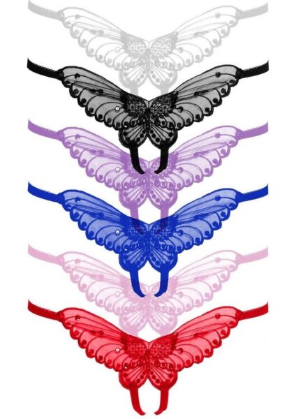 Leg Avenue Butterfly Crotchless with Pearl Sequin Detail (12 pack) - Plus Size - Assorted