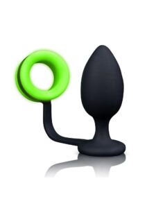 Ouch! Butt Plug with Cock Ring Silicone Glow in the Dark - Green