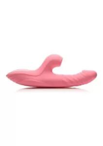 Shegasm Candy-Thrust Rechargeable Silicone Thrusting and Sucking Rabbit Vibrator - Pink
