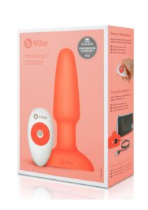 B-Vibe Rimming Plug 2 Rechargeable Silicone Anal Plug with Remote - Orange