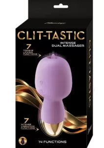 Clit-Tastic Intense Dual Massager Rechargeable Silicone Vibrator with Clitoral Stimulator - Lavender