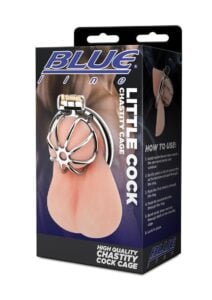 Blue Line Little Cock Chastity Cage - Stainless Steel