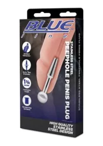 Blue Line Peephole Penis Plug - Stainless Steel