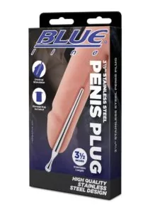 Blue Line Penis Plug 3.5in - Stainless Steel
