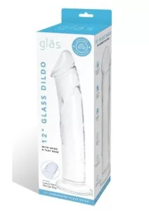 Glas Dildo Glass with Veins and Flat Base 12in - Clear