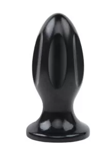 Lux Fetish Grooved Butt Plug 5in - Black