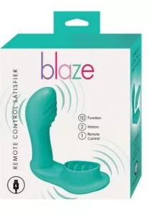 Blaze Remote Control Satisfier Rechargeable Silicone Mini Vibrator - Aqua