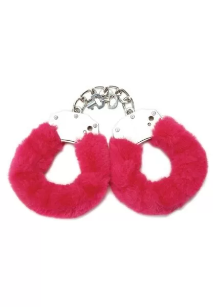 WhipSmart Furry Cuffs with Eye Mask - Hot Pink