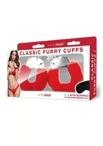WhipSmart Furry Cuffs with Eye Mask - Red