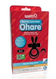 Screaming O Ohare Remote Control Rechargeable Silicone Vibrating Cock Ring - Black
