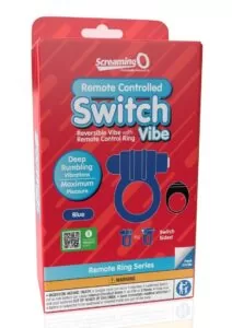 Screaming O Switch Remote Controlled Silicone Rechargeable Vibrating Ring - Blue