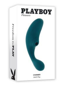 Playboy Charmer Rechargeable Silicone Dual Vibrator with Clitoral Stimulation - Green