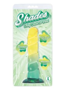Shades Swirl Dildo with Suction Cup 7.5in - Yellow/Mint Green