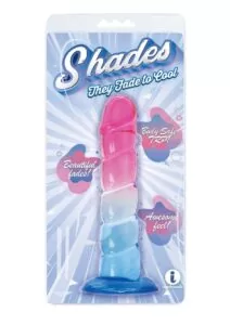 Shades Swirl Dildo with Suction Cup 7.5in - Pink/Blue