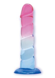 Shades Swirl Dildo with Suction Cup 7.5in - Pink/Blue