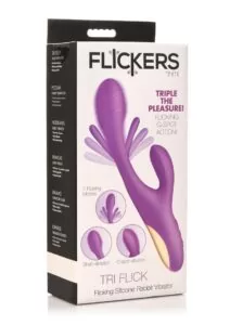 Inmi Tri-Flick Flicking Rechargeable Silicone Rabbit Vibrator - Purple