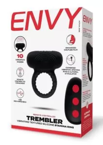 Envy Toys Trembler Remote Vibrating Rechargeable Silicone Stamina Ring - Black