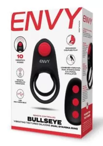 Envy Toys Bullseye Remote Vibrating Rechargeable Silicone Dual Stamina Ring - Black