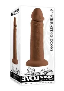 Vibrating Rechargeable Silicone Dildo 6in - Caramel