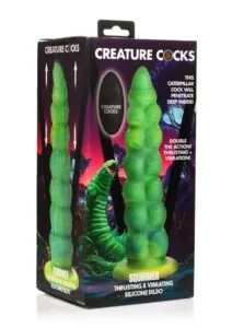 Creature Cocks Squirmer Thrusting and Vibrating Rechargeable Silicone Dildo - Green/Yellow