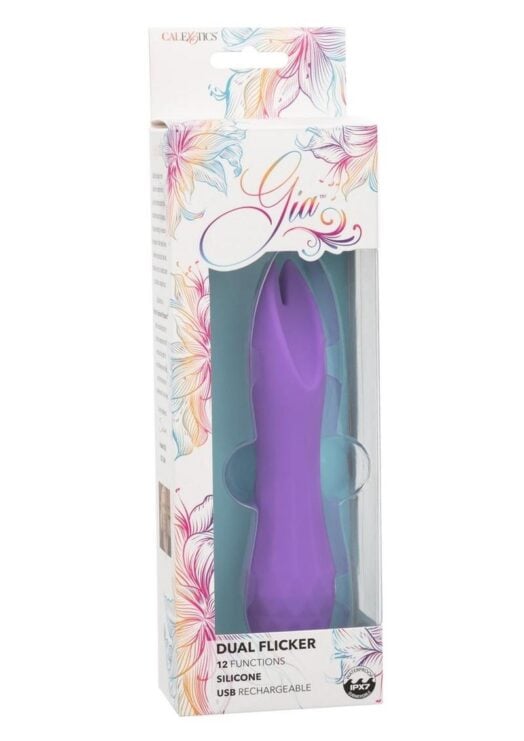 Gia Dual Flicker Silicone Rechargeable Vibrator - Purple