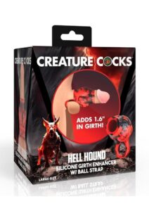 Creature Cocks Hell Hound Silicone Penis Sleeve and Ball Stretcher - Large - Red/Black