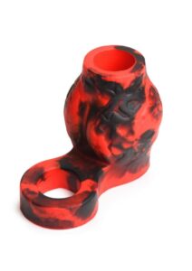 Creature Cocks Hell Hound Silicone Penis Sleeve and Ball Stretcher - Medium - Red/Black